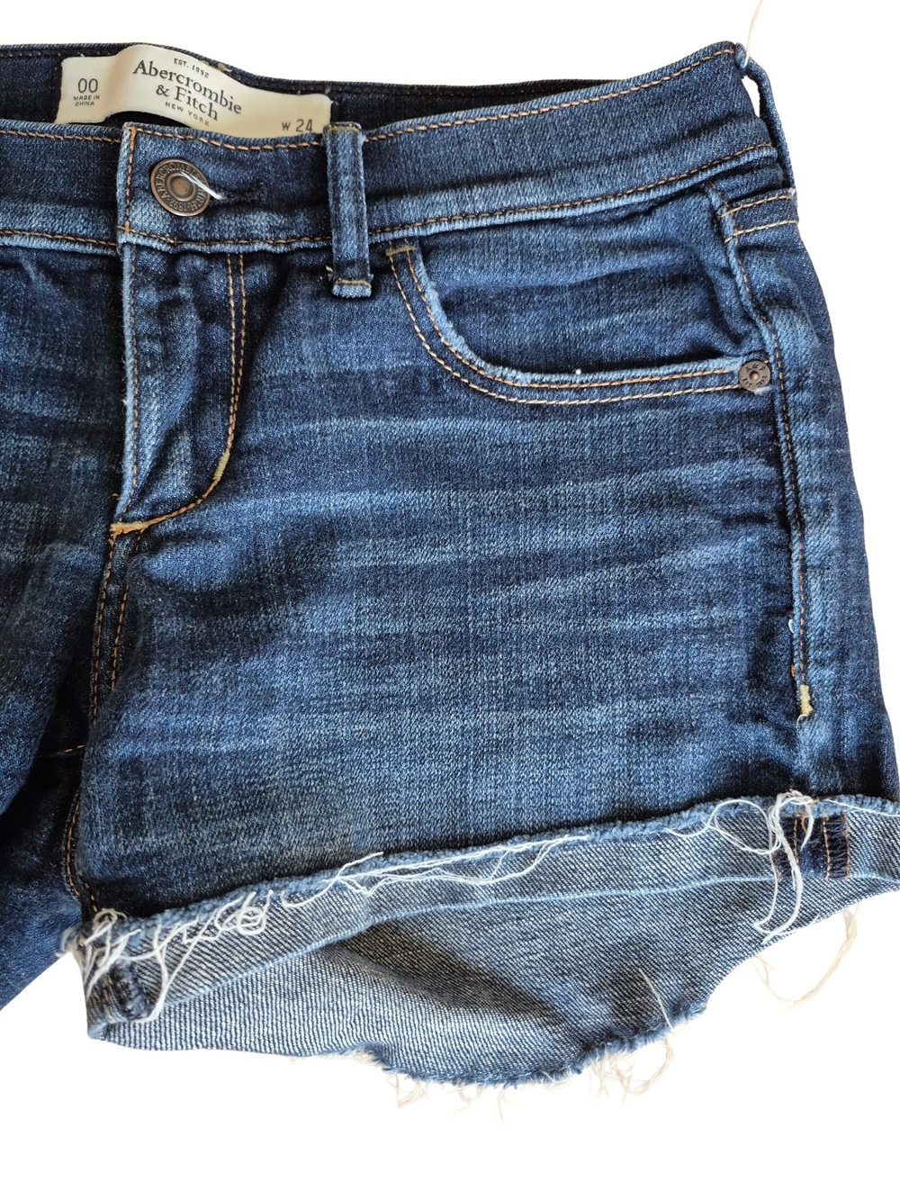 Abercrombie & Fitch denim cutoff shorts, size 00, Dark wash